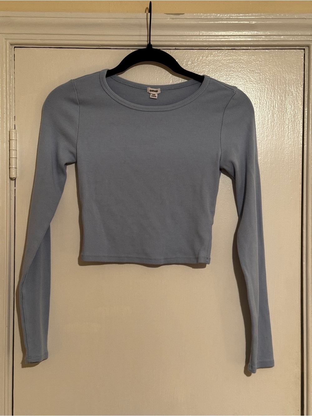 Cotton On Light Blue Ribbed Long Sleeve Crop Top